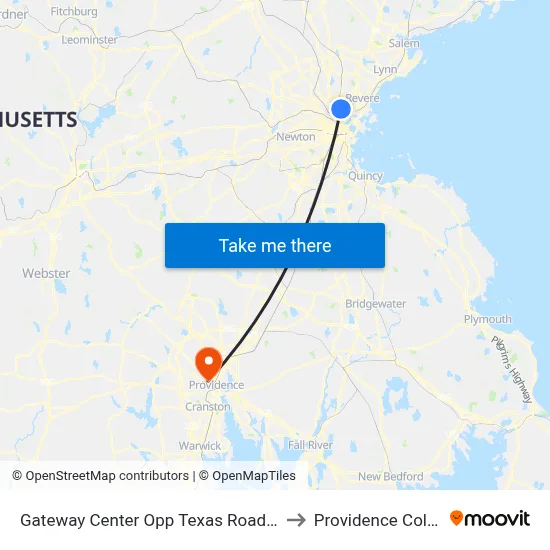 Gateway Center Opp Texas Roadhouse to Providence College map