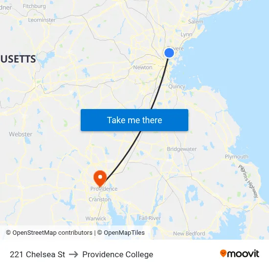 221 Chelsea St to Providence College map