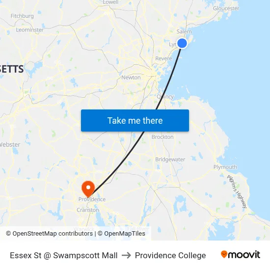 Essex St @ Swampscott Mall to Providence College map