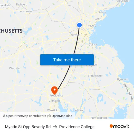 Mystic St Opp Beverly Rd to Providence College map