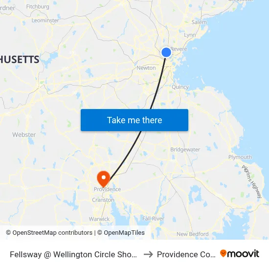 Fellsway @ Wellington Circle Shopping Ctr to Providence College map