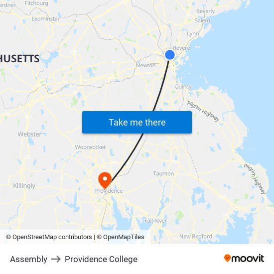 Assembly to Providence College map