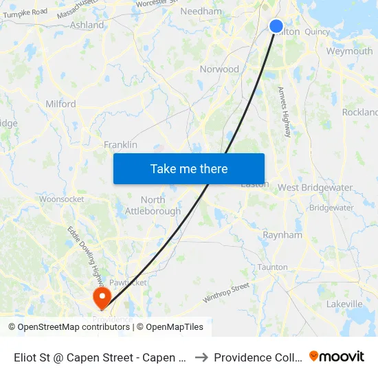 Eliot St @ Capen Street - Capen St Sta to Providence College map