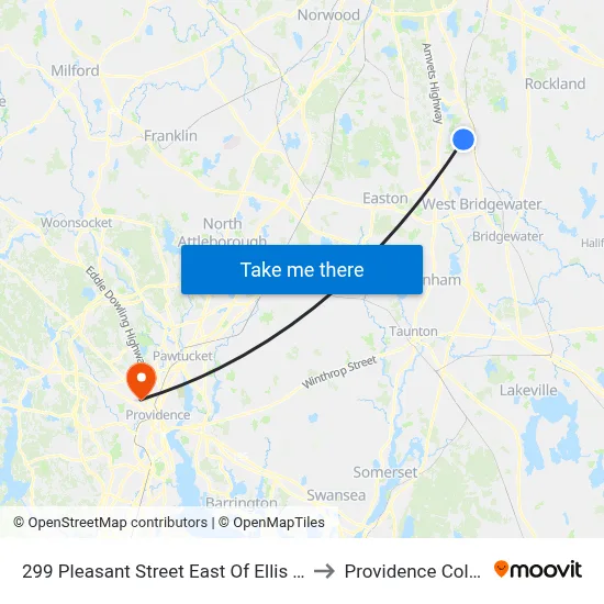 299 Pleasant Street East Of Ellis Street to Providence College map