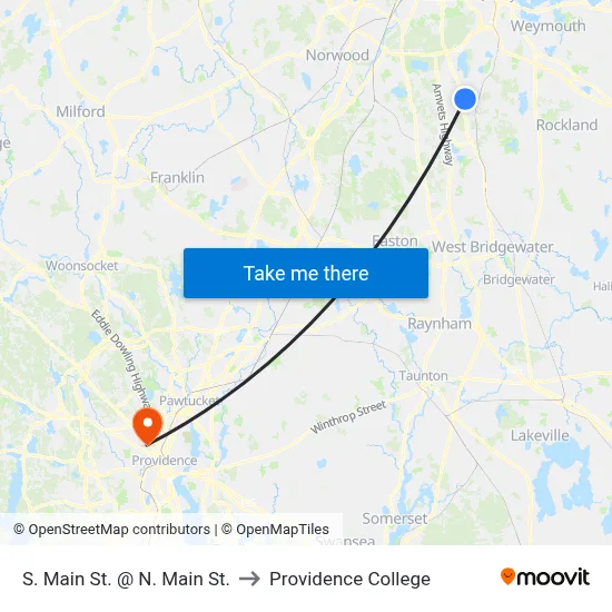 S. Main St. @ N. Main St. to Providence College map
