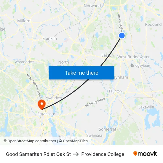 Good Samaritan Rd at Oak St to Providence College map