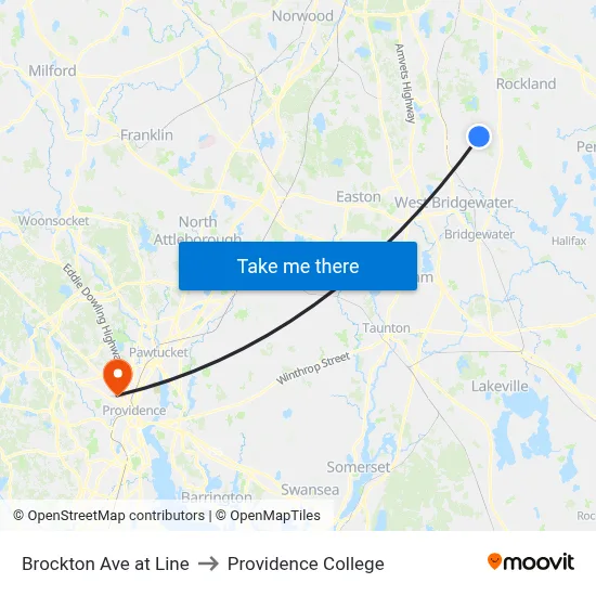 Brockton Ave at Line to Providence College map
