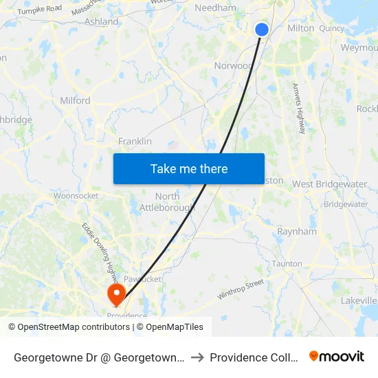 Georgetowne Dr @ Georgetowne Pl to Providence College map