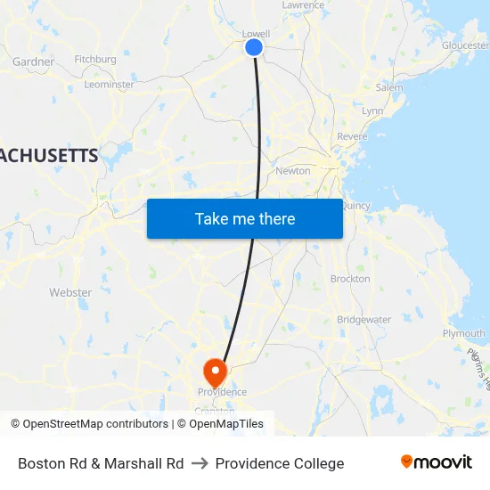 Boston Rd & Marshall Rd to Providence College map