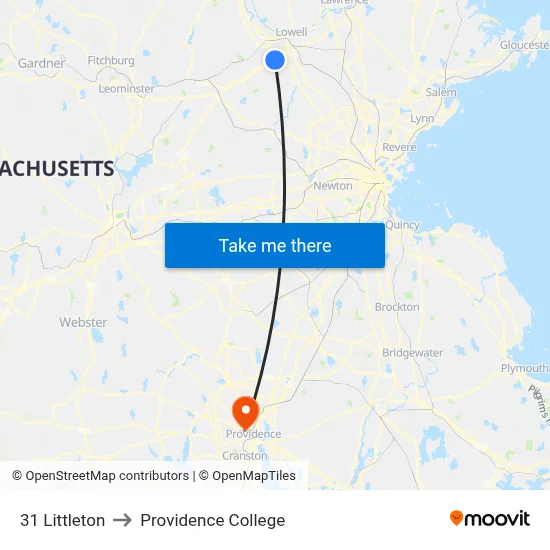 31 Littleton to Providence College map