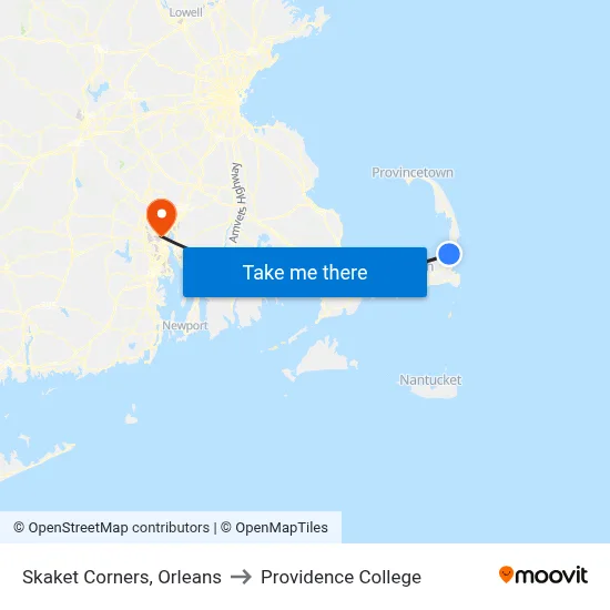 Skaket Corners, Orleans to Providence College map