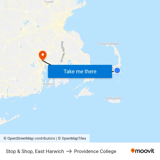 Stop & Shop, East Harwich to Providence College map