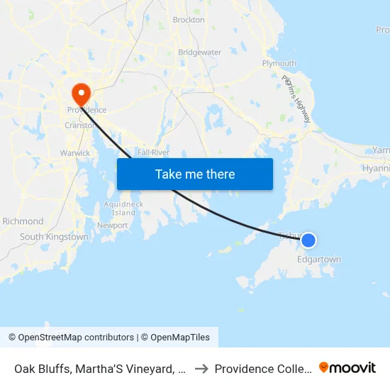 Oak Bluffs, Martha’S Vineyard, MA to Providence College map