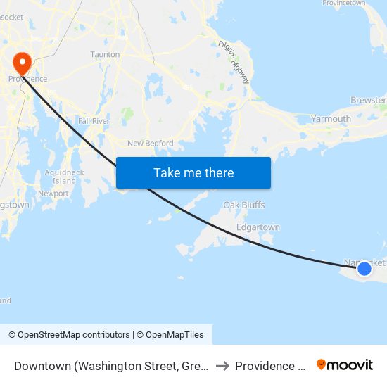 Downtown (Washington Street, Greenhound Stop) to Providence College map