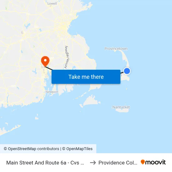Main Street And Route 6a - Cvs Orleans to Providence College map