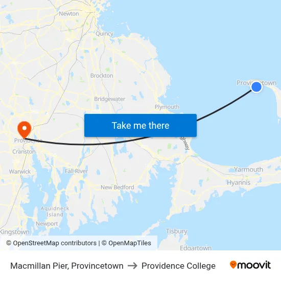 Macmillan Pier, Provincetown to Providence College map