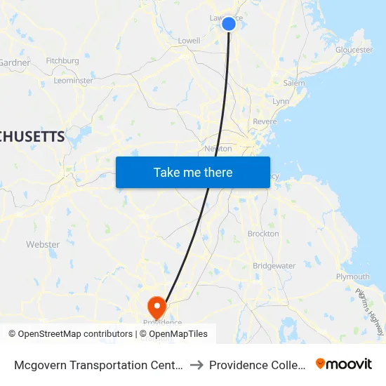 Mcgovern Transportation Center to Providence College map
