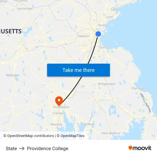 State to Providence College map