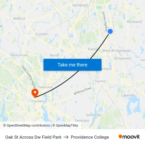 Oak St Across Dw Field Park to Providence College map