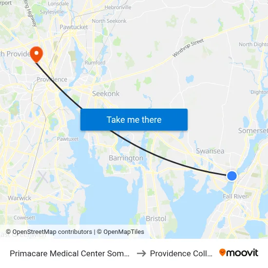 Primacare Medical Center Somerset to Providence College map