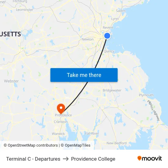 Terminal C - Departures to Providence College map