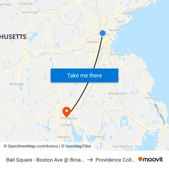Ball Square - Boston Ave @ Broadway to Providence College map