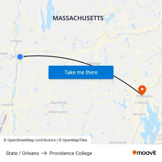 State / Orleans to Providence College map