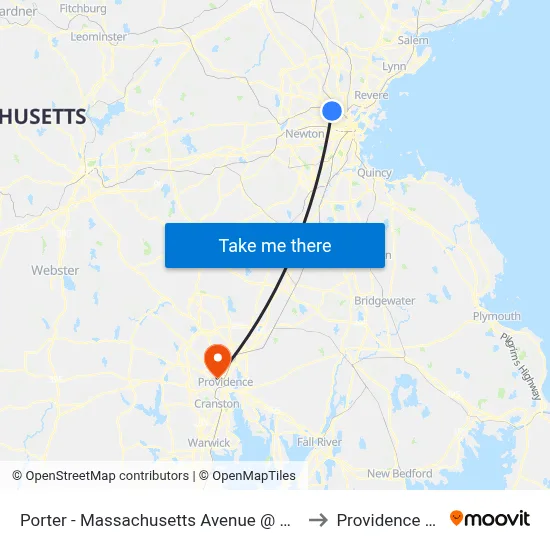 Porter - Massachusetts Avenue @ Mount Vernon St to Providence College map