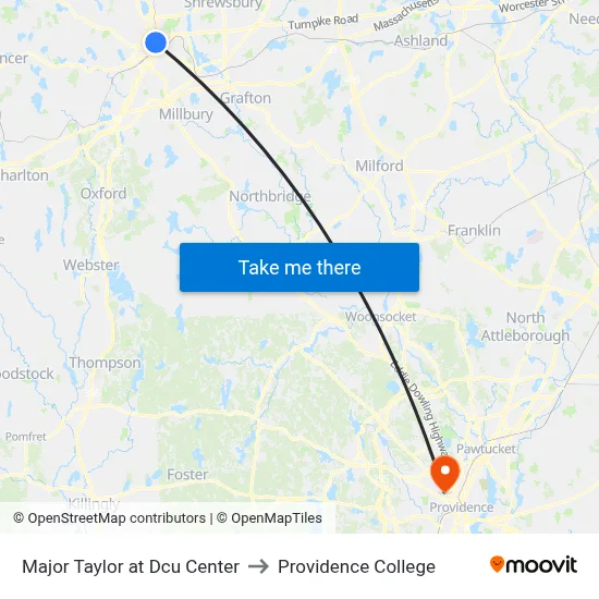 Major Taylor at Dcu Center to Providence College map