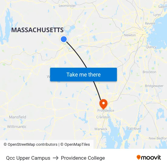 Qcc Upper Campus to Providence College map