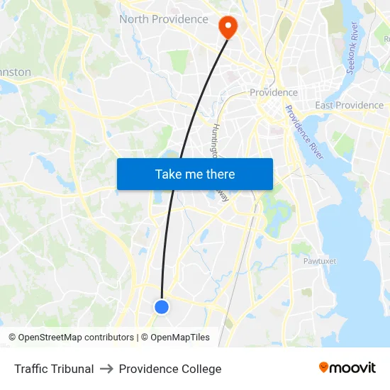 Traffic Tribunal to Providence College map