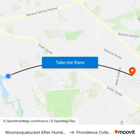 Woonasquatucket After Humbert to Providence College map