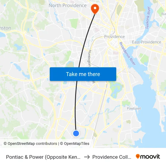 Pontiac & Power (Opposite Kenney) to Providence College map