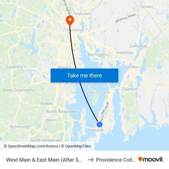 West Main & East Main (After Smythe) to Providence College map