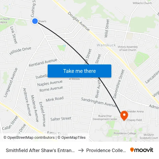 Smithfield After Shaw's Entrance to Providence College map