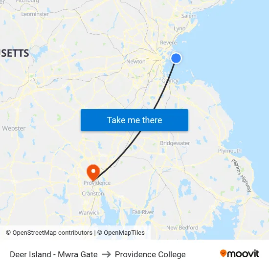 Deer Island - Mwra Gate to Providence College map