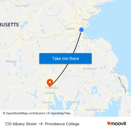 720 Albany Street to Providence College map