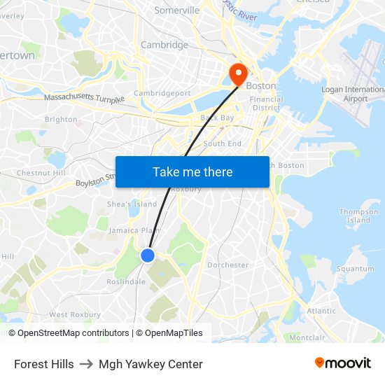 Forest Hills to Mgh Yawkey Center map