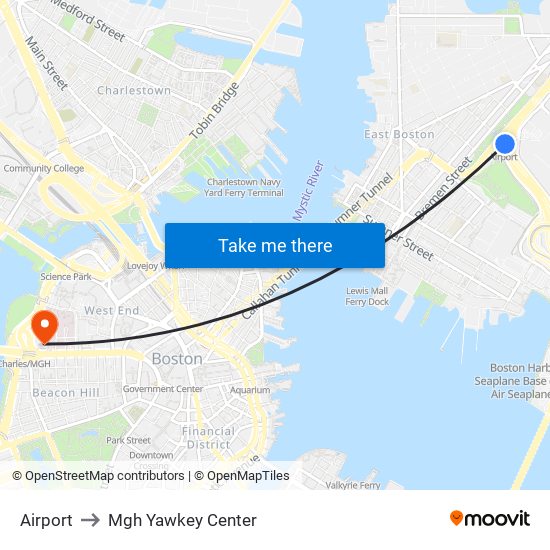 Airport to Mgh Yawkey Center map