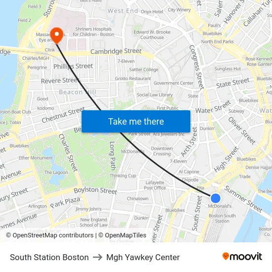 South Station Boston to Mgh Yawkey Center map