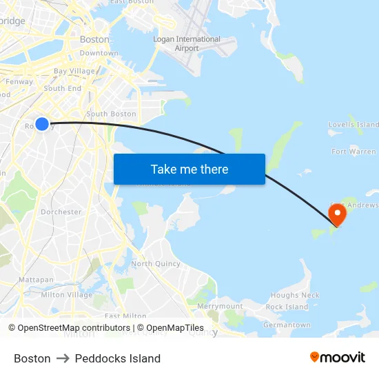 Boston to Peddocks Island map