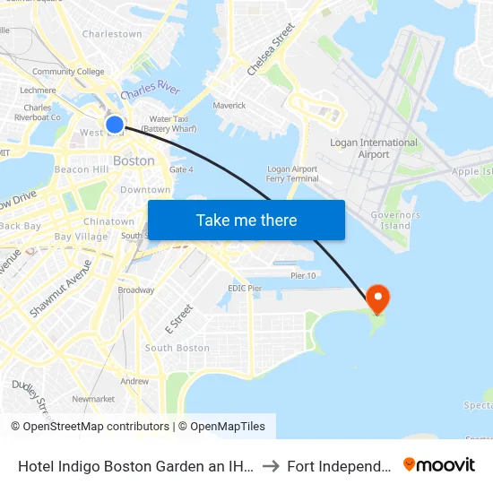 Hotel Indigo Boston Garden an IHG Hotel to Fort Independence map