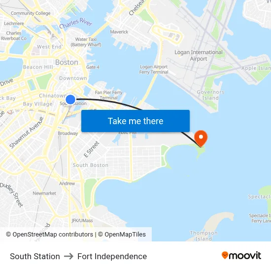 South Station to Fort Independence map