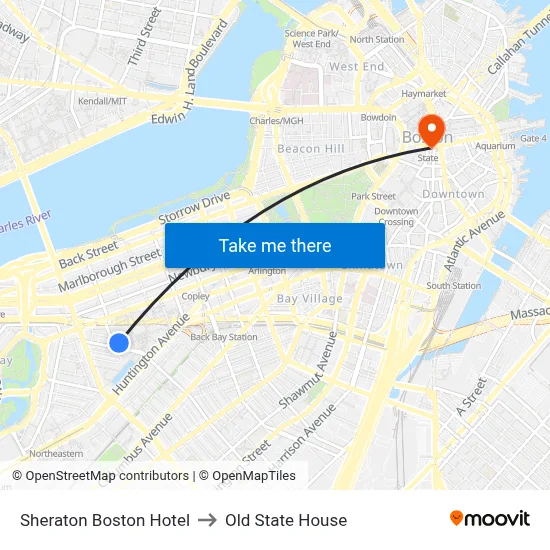 Sheraton Boston Hotel to Old State House map