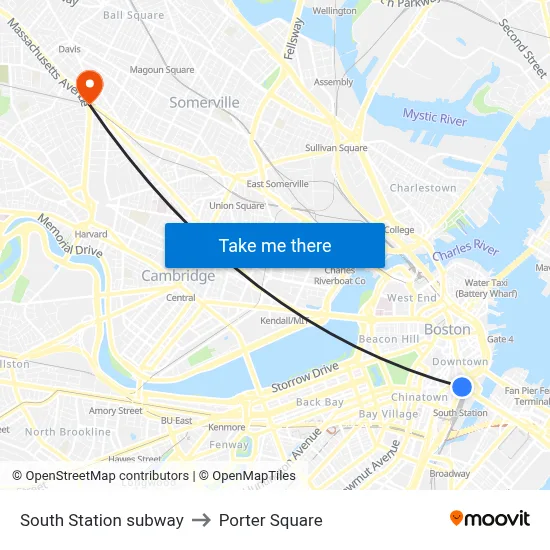 South Station subway to Porter Square map