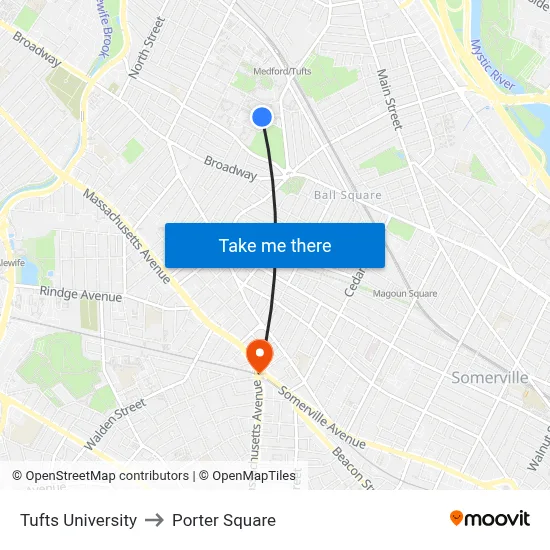Tufts University, 40 Talbot Ave to Porter Square map
