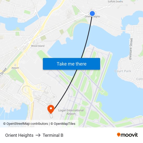 Orient Heights to Terminal B map