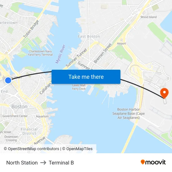 North Station to Terminal B map