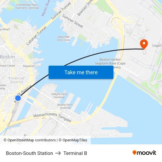 Boston-South Station to Terminal B map