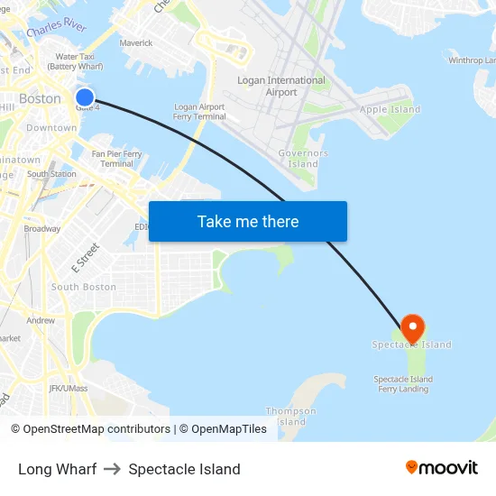 Long Wharf to Spectacle Island map